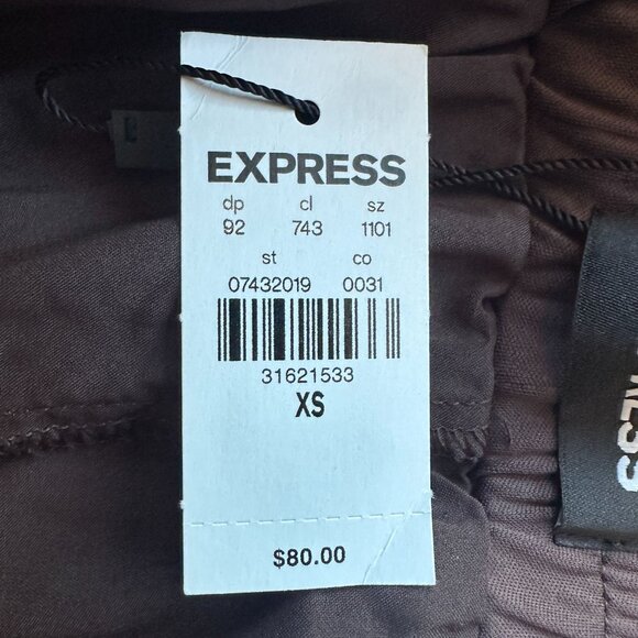 NEW Express Womens XS Pants Wide Leg Super High Rise Polka Dot Brown Lined - Picture 9 of 14